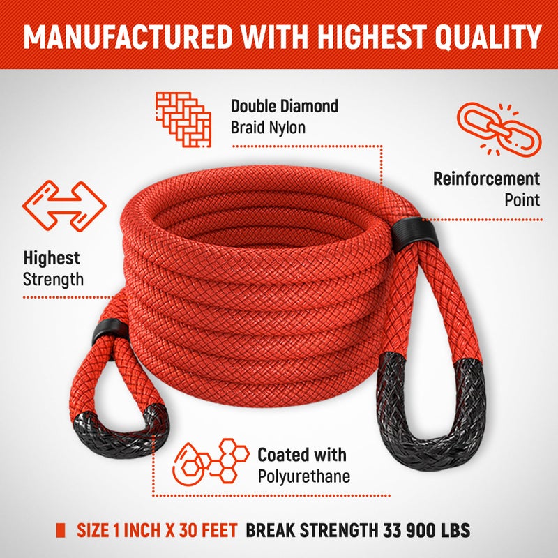 MiolleGear Kinetic Recovery Rope kit (3/4" x20', 6400lbs WLL) Heavy Duty Tow Rope - Includes 2 Soft Shackle for UTV, ATV, Truck, Car, Jeep, Tractor - Image 2